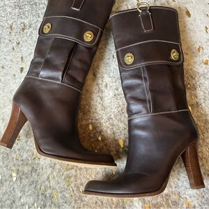 Coach Rory Tall Chocolate Brown Leather Boot 9.5